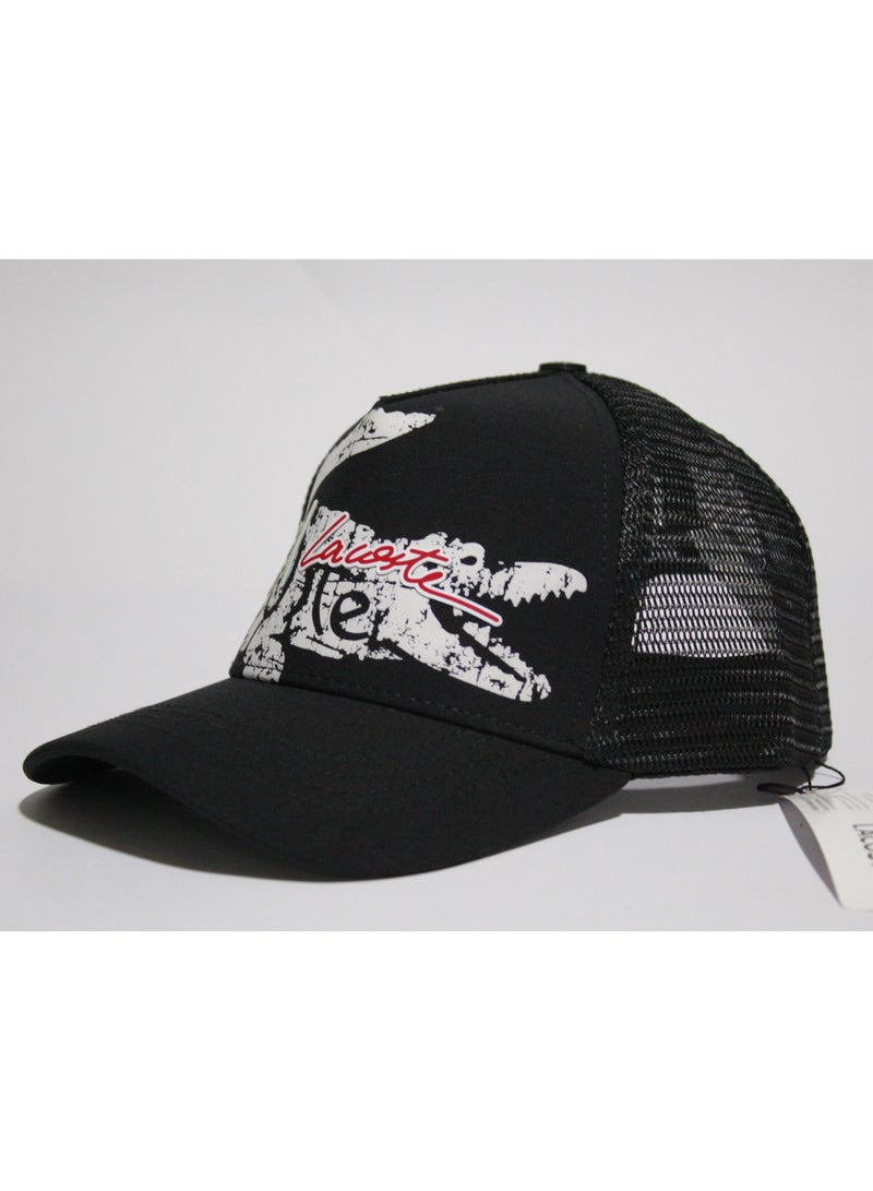 Lacoste Cap with Crocodile Logo Graphic - Black & White - Image 1