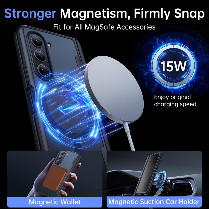 MOBOSI Magnetic for Samsung Galaxy Z Fold 4 Case, Compatible with Magsafe, Built-in Hinge Protection & Front Screen Protector Full Body Rugged Phone Cases for Z Fold4 with S Pen Slot, Privacy Black - Image 4