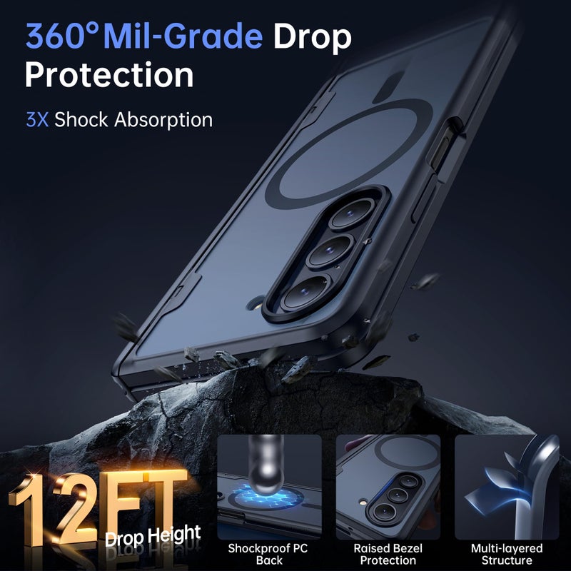 MOBOSI Magnetic for Samsung Galaxy Z Fold 4 Case, Compatible with Magsafe, Built-in Hinge Protection & Front Screen Protector Full Body Rugged Phone Cases for Z Fold4 with S Pen Slot, Privacy Black - Image 5