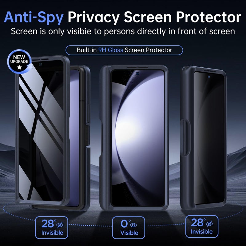 MOBOSI Magnetic for Samsung Galaxy Z Fold 4 Case, Compatible with Magsafe, Built-in Hinge Protection & Front Screen Protector Full Body Rugged Phone Cases for Z Fold4 with S Pen Slot, Privacy Black - Image 3