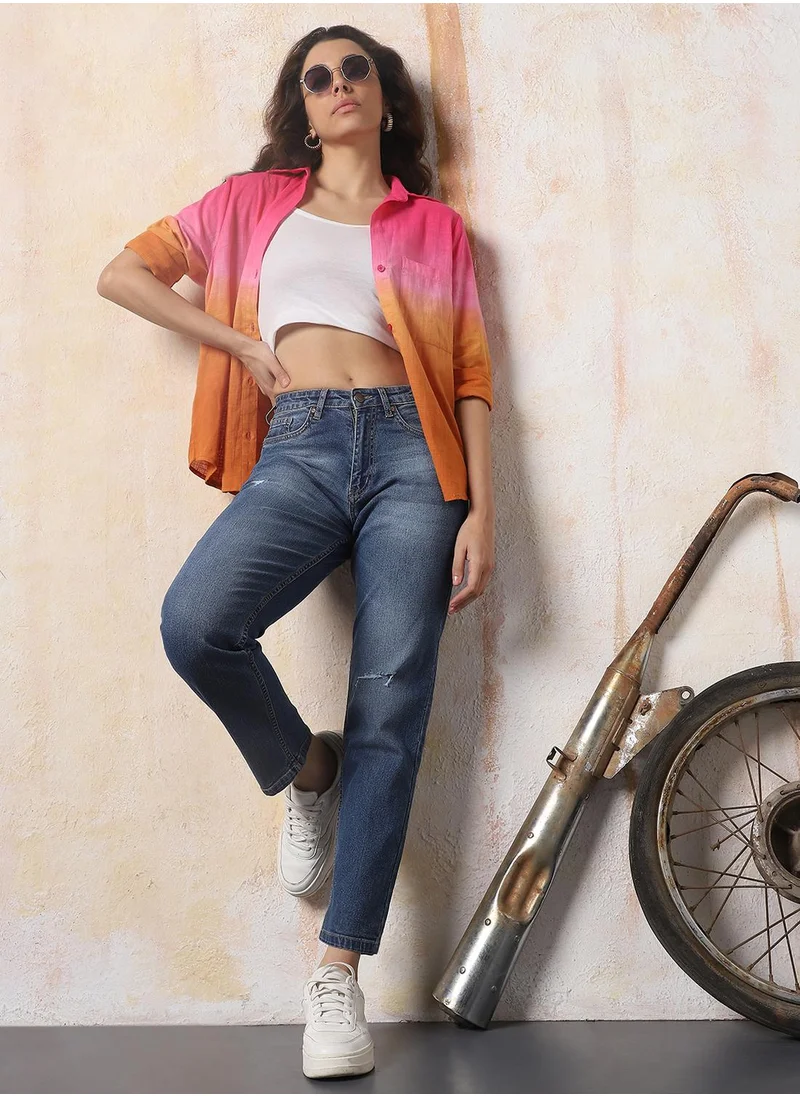 HIGH STAR Stay effortlessly stylish with this comfortable Blue Mom Jeans Washed design crafted from 98% cotton and 2% elastane with Button closure.