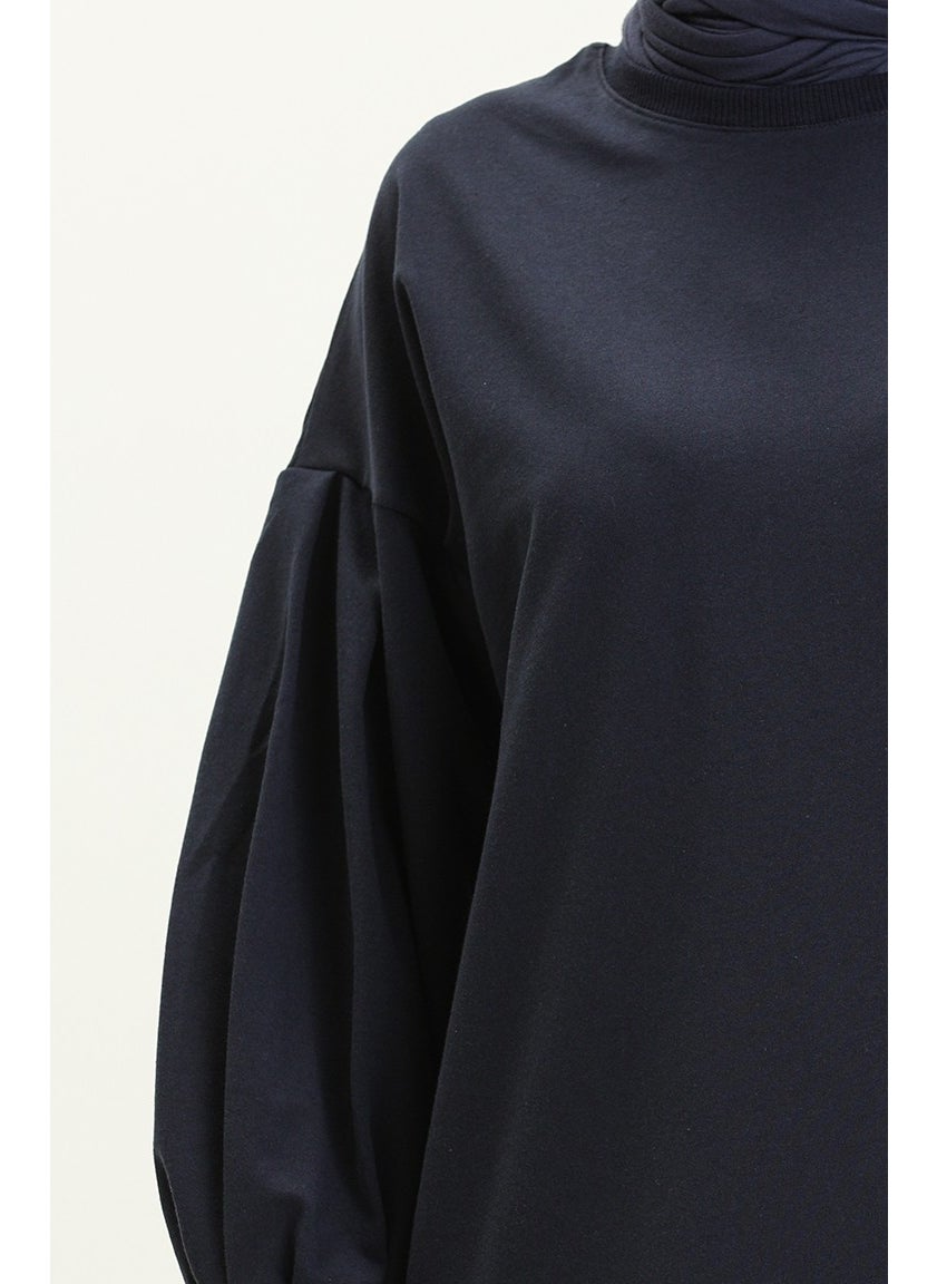 Sefa Merve Balloon Sleeve Long Tunic 3031-02 Navy Blue  - Image 4
