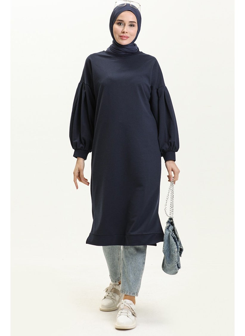 Sefa Merve Balloon Sleeve Long Tunic 3031-02 Navy Blue  - Image 1