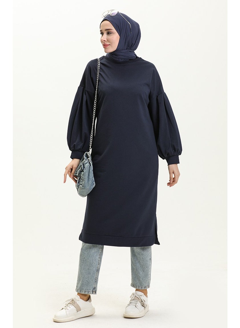Sefa Merve Balloon Sleeve Long Tunic 3031-02 Navy Blue  - Image 2