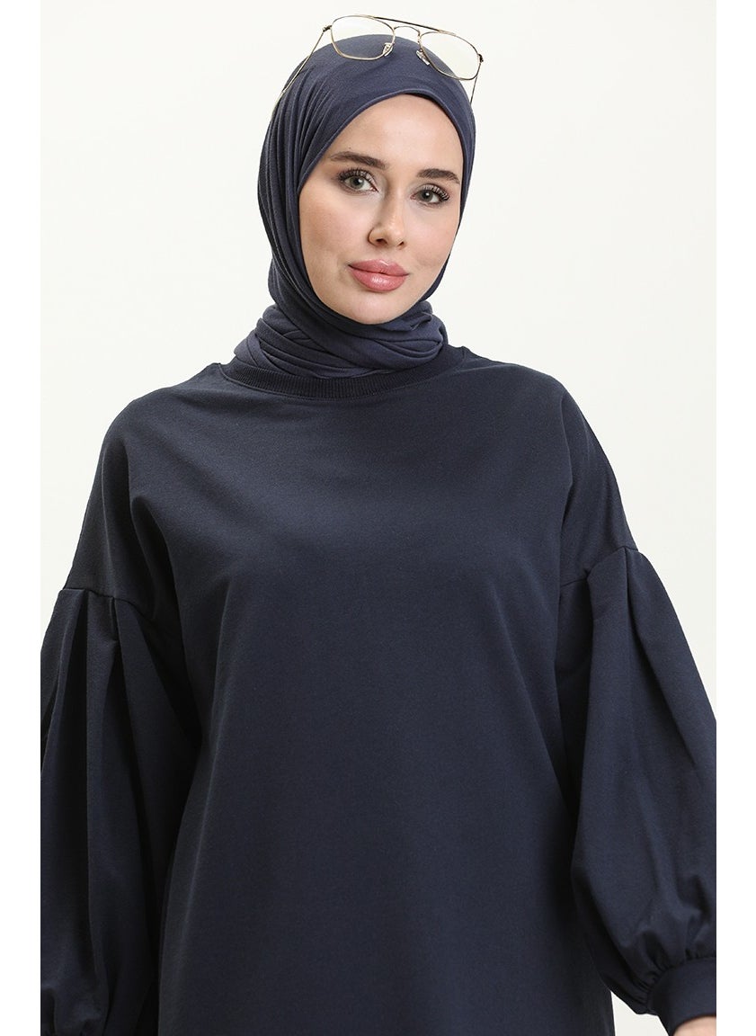 Sefa Merve Balloon Sleeve Long Tunic 3031-02 Navy Blue  - Image 3