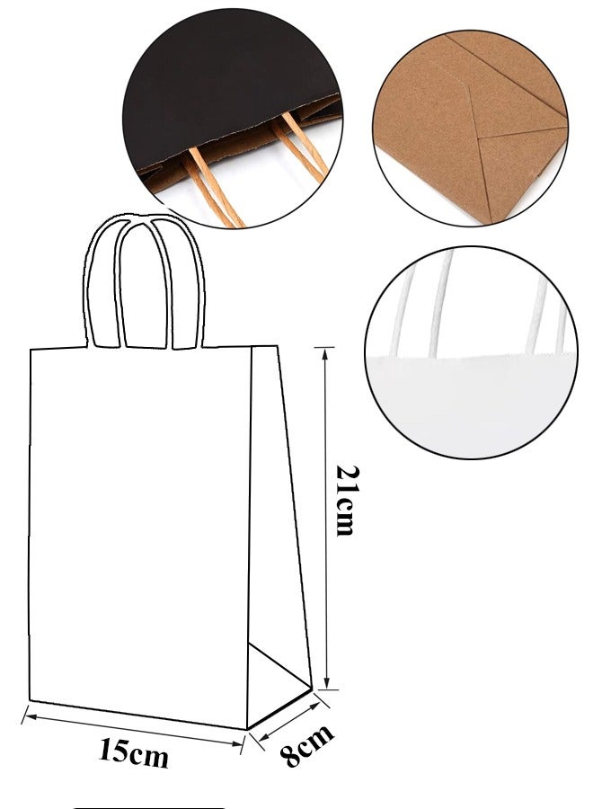 Droplyte 8 Pieces Kraft Paper Bag White with Twisted Handle 21X15X8 cm - Image 2