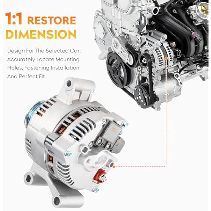 AEagle New Alternator for Ranger 1996-2005, for F150 1997-2002, Explorer 1995-2000, E150 E250 E350 Econoline Wagon, Mazda B2300 B2500 B3000 B4000 97-05, Mercury Tracer 97-98, F57U-10300-AA F57U-10300-BA - Image 3