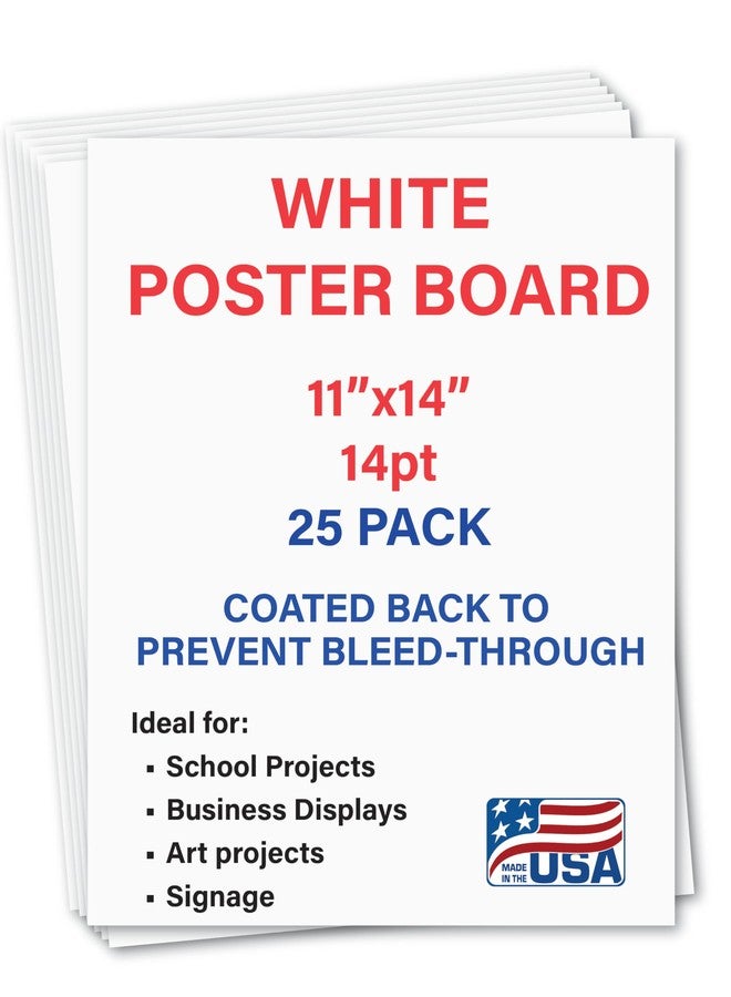 Cranium Press 25 Packs Poster Boards11x14“White Poster Paper, Poster Board Bulk, Posterboard, School Supplies, Coated back to prevent marker/paint bleed through - Image 1