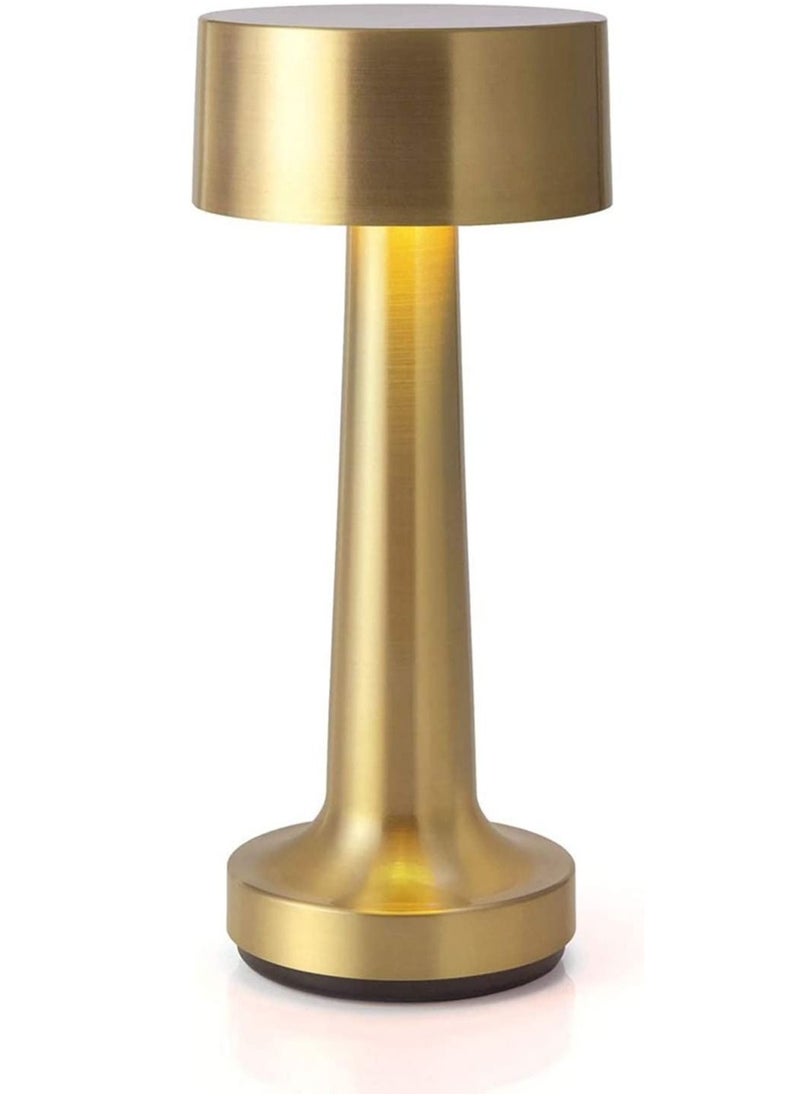 Generic LED Cordless Table Lamp, USB Rechargeable Desk Lamp 2 Levels Adjustable Brightness Energy Saving Night Light Metal Modern Hotel Restaurant Bedroom Bedside Nightstand Study Led Lights (Gold)  - Image 1