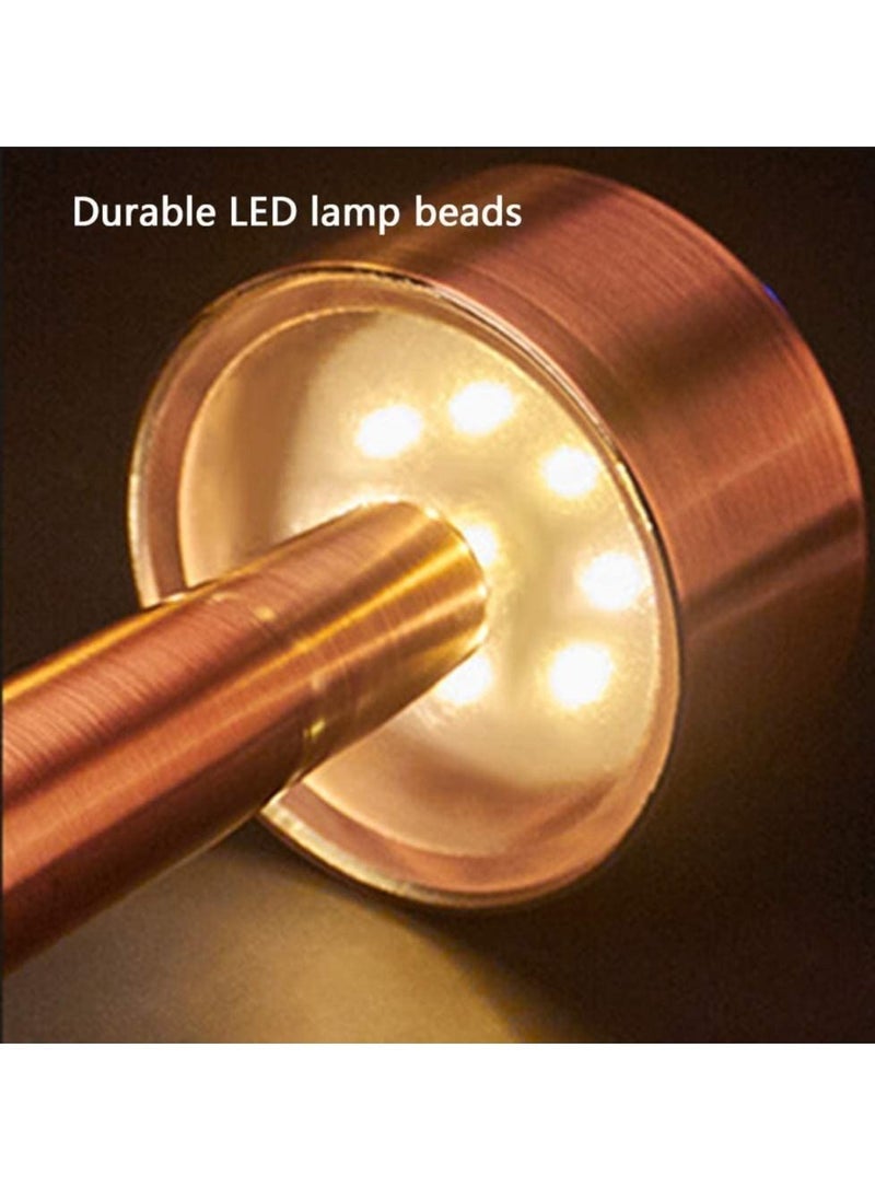Generic LED Cordless Table Lamp, USB Rechargeable Desk Lamp 2 Levels Adjustable Brightness Energy Saving Night Light Metal Modern Hotel Restaurant Bedroom Bedside Nightstand Study Led Lights (Gold)  - Image 2