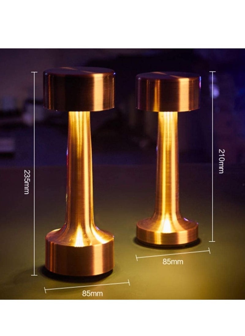 Generic LED Cordless Table Lamp, USB Rechargeable Desk Lamp 2 Levels Adjustable Brightness Energy Saving Night Light Metal Modern Hotel Restaurant Bedroom Bedside Nightstand Study Led Lights (Gold)  - Image 3