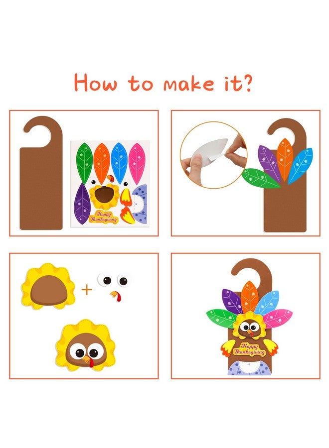 ceiba tree Thanksgiving Crafts for Kids Turkey Doorknob Hanger Decorations DIY Happy Thanksgiving Craft Kits Party Favors Home School Classroom Activities - Image 3
