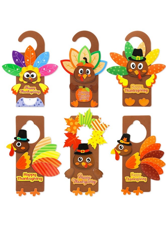 ceiba tree Thanksgiving Crafts for Kids Turkey Doorknob Hanger Decorations DIY Happy Thanksgiving Craft Kits Party Favors Home School Classroom Activities - Image 1