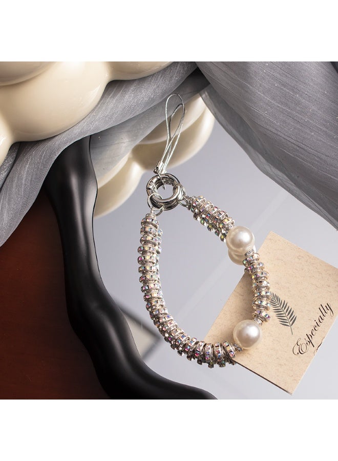 NIBEMINENT Super Cute Beaded Phone Charm – Trendy Phone Chain Wrist Strap, Shining Beads Chain Lanyard for Cell Phone