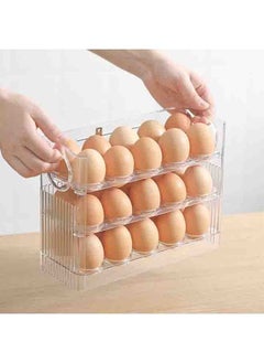 Generic 3 Layers Refrigerator Egg Storage Box Plastic Foldable Egg Rack Refrigerator Egg Tray Container with Automatic Pop Up Design Kitchen Fresh Egg Storage Container (Holds 30 Eggs)  - Image 2