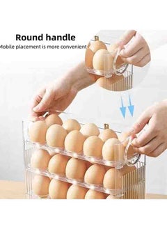 Generic 3 Layers Refrigerator Egg Storage Box Plastic Foldable Egg Rack Refrigerator Egg Tray Container with Automatic Pop Up Design Kitchen Fresh Egg Storage Container (Holds 30 Eggs)  - Image 3