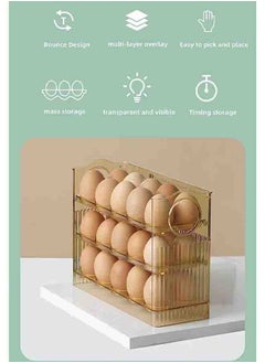 Generic 3 Layers Refrigerator Egg Storage Box Plastic Foldable Egg Rack Refrigerator Egg Tray Container with Automatic Pop Up Design Kitchen Fresh Egg Storage Container (Holds 30 Eggs)  - Image 5