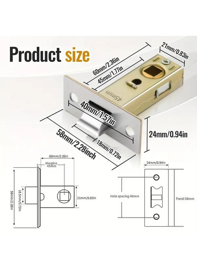 3pcs Set Door Lock Lock Tongue Plug Lock Tube Frame Lock For Indoor Wooden Bedroom Doors - Image 5