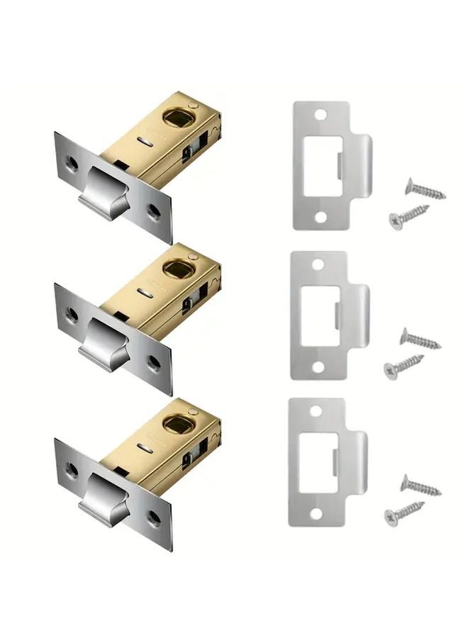 3pcs Set Door Lock Lock Tongue Plug Lock Tube Frame Lock For Indoor Wooden Bedroom Doors - Image 1