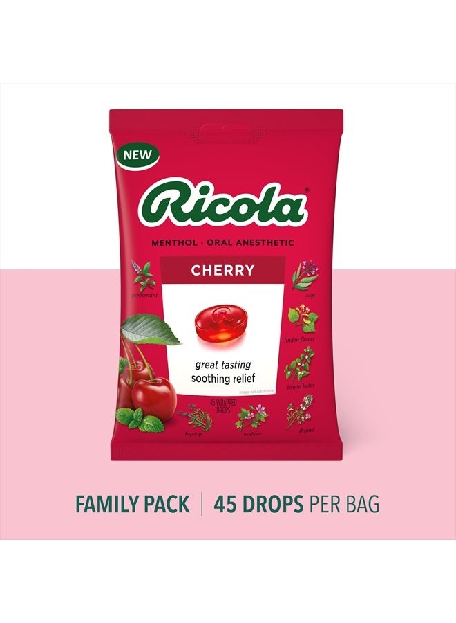Ricola Cherry Throat Drops, 45 Count, Daily Drops For Delicious Throat Refreshment, Oral Anesthetic, Naturally Flavored - Image 2
