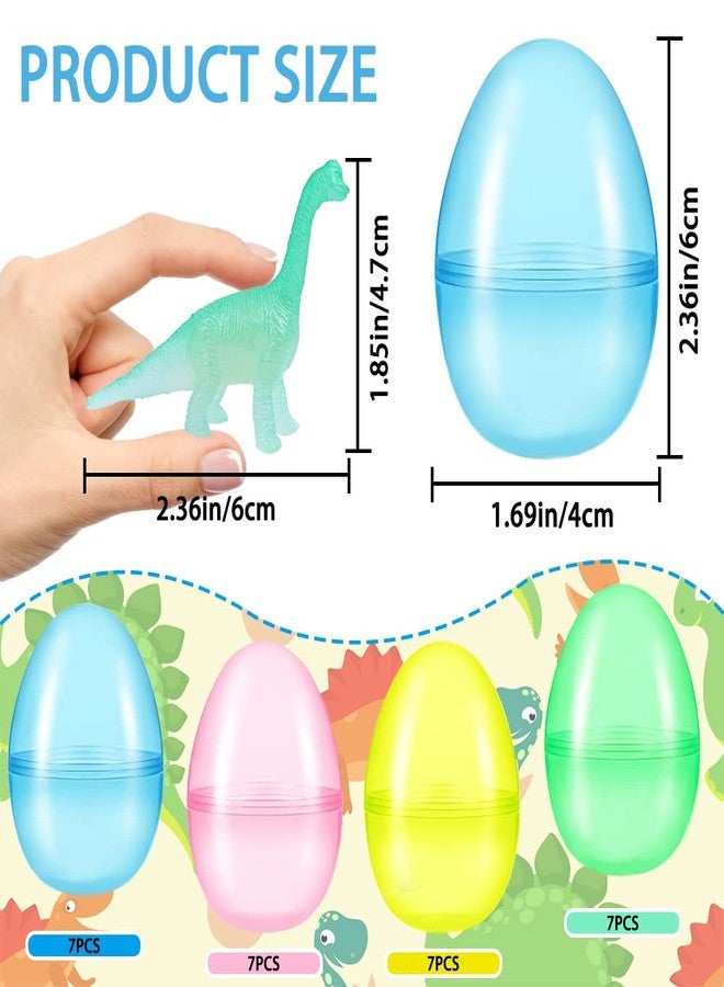 YUJUN 28PCS Easter Eggs Prefilled with Glow in Dark Dinosaur Figure Toys Mini Plastic Dinosaur Toys for Kids Colorful Easter Egg Basket Stuffers Fillers Eggs Hunt Gift Party Favors - Image 2