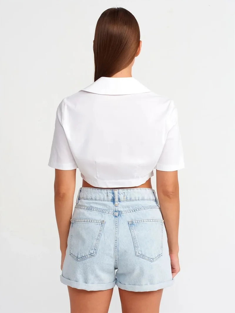 ديلفين DILVIN Women's Cropped Poplin Shirt