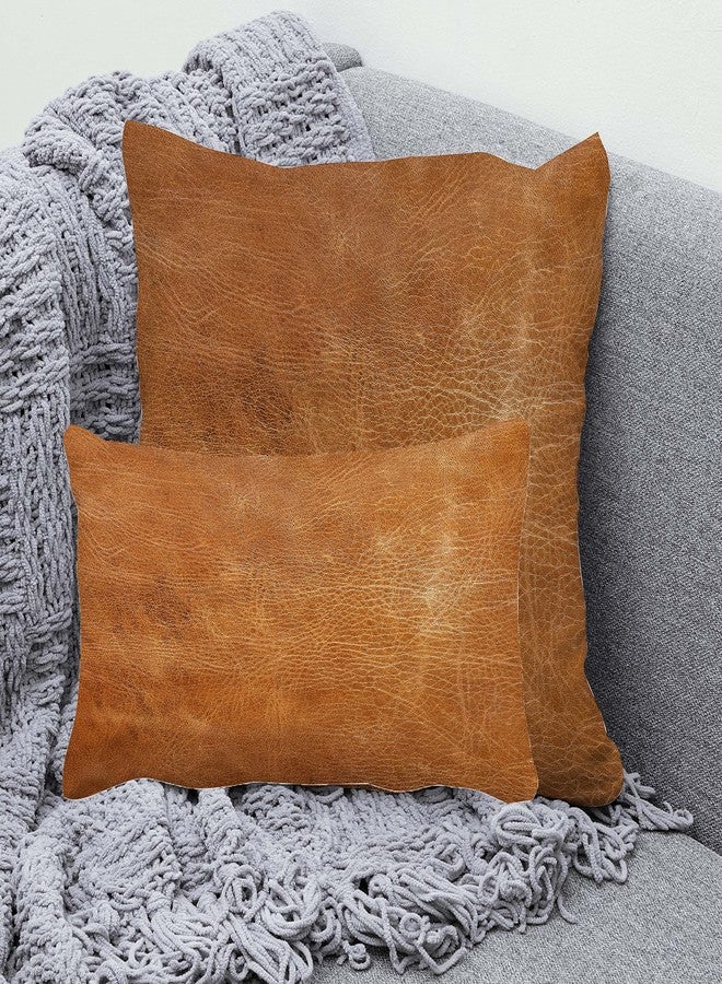 decorbox Brown Leather Print 12x20 Inch Throw Pillow Cover, Western Southwestern Decorative Faux Cowhide Cowskin Cushion Case, Rustic Farmhouse Soft Pillowcase for Home Room Bed Couch Decor - Image 3