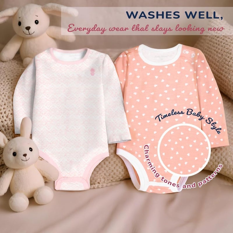 Tommy Bahama Baby 5-Piece Onesie Set - 100% Cotton Long Sleeve Bodysuit 5-Pack for Infant Boys and Girls - Image 3