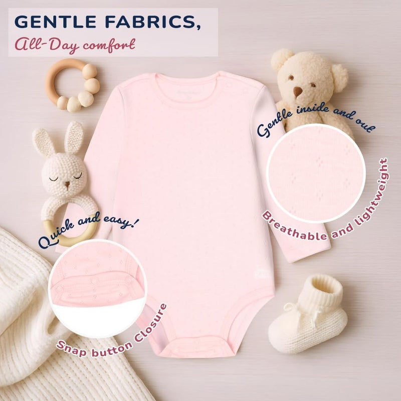 Tommy Bahama Baby 5-Piece Onesie Set - 100% Cotton Long Sleeve Bodysuit 5-Pack for Infant Boys and Girls - Image 4