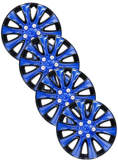EMTC Pack of 4 EM-3140 Taiwan Wheel Cover | 15" Inch | Black Blue 2 Universal Nested Style  - Image 1