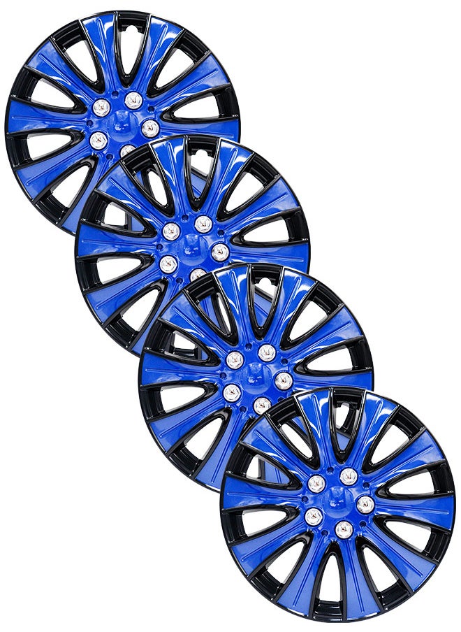 EMTC Pack of 4 EM-3140 Taiwan Wheel Cover | 15" Inch | Black Blue 2 Universal Nested Style  - Image 1