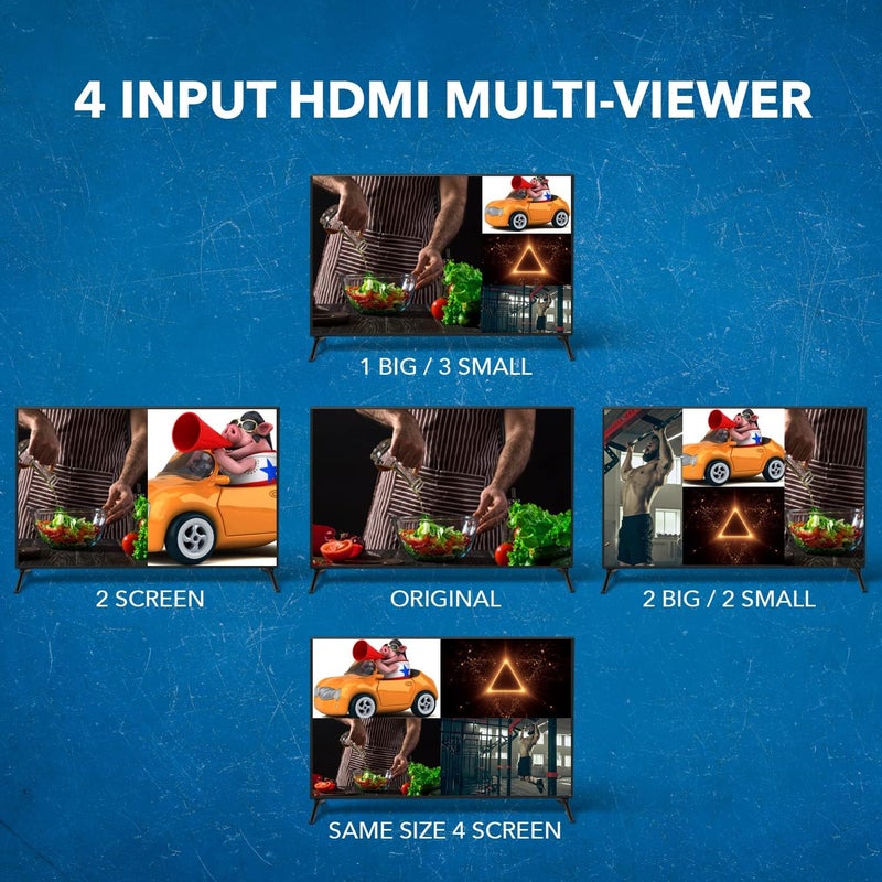 OREI HDMI Switcher 4 in 1 Out with Quad Screen Multiviewer - Supports 1080p, DTS/Dolby Audio, IR Remote Control, Seamless Switching, Compatible with HDMI Devices - Image 4