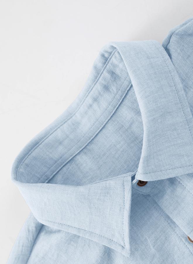 Take Two Men Light Blue Solid Shirt and Pants Co-ords - Image 3