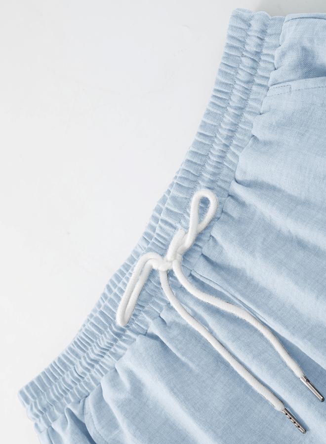 Take Two Men Light Blue Solid Shirt and Pants Co-ords - Image 5