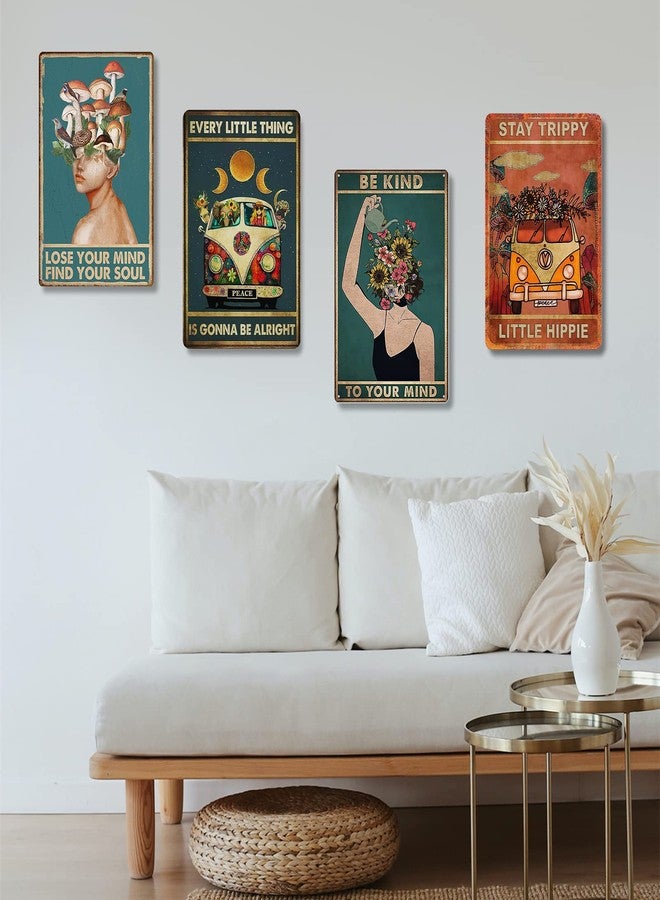 Fmcmly Every Little Thing is Gonna Be Alright Vintage Tin Signs Hippie Boho Wall Art Encouragement Gifts for Women Home Kitchen Office Bedroom Living Room Cafes Wall Decor 8x12 Inch - Image 4