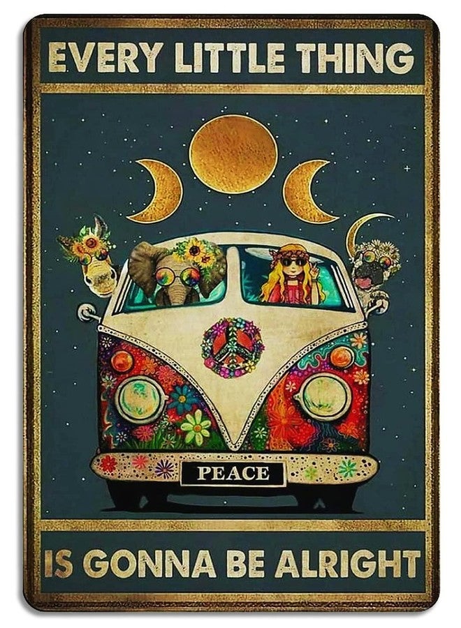 Fmcmly Every Little Thing is Gonna Be Alright Vintage Tin Signs Hippie Boho Wall Art Encouragement Gifts for Women Home Kitchen Office Bedroom Living Room Cafes Wall Decor 8x12 Inch - Image 1