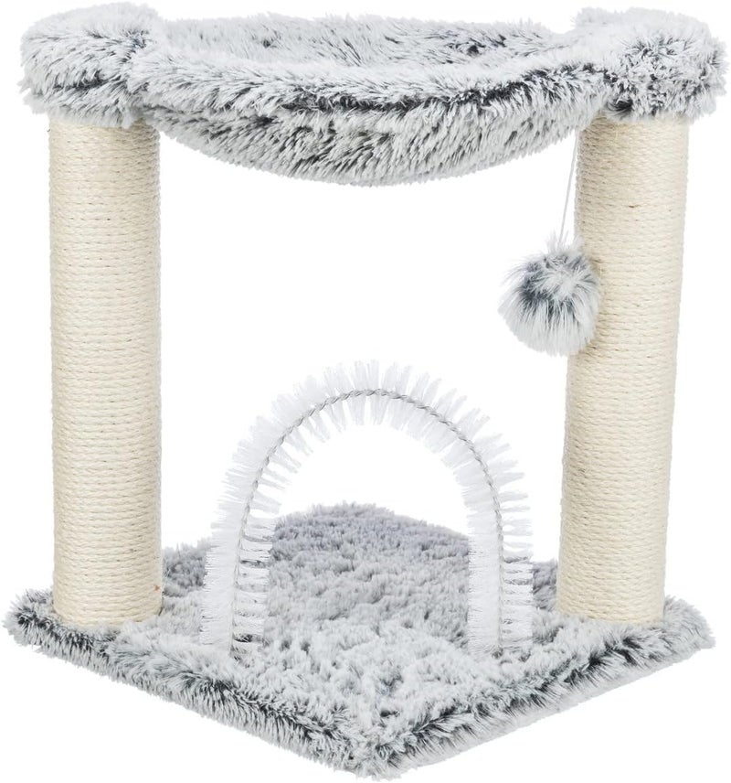 TRIXIE Adra Cat Tree with Brush Scratching Posts Hammock Dangling Cat Toy Gray - Image 1