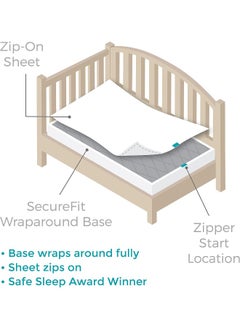 QUICKZIP QuickZip Easy Change Crib Sheet with Wraparound Total Security Base, Gray Dot  - Image 2