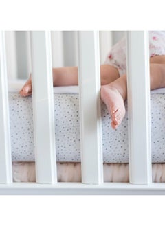 QUICKZIP QuickZip Easy Change Crib Sheet with Wraparound Total Security Base, Gray Dot  - Image 4