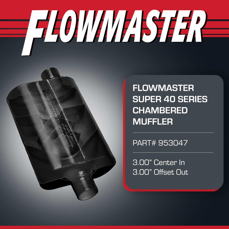 Flowmaster Super 40 Series Chambered Muffler - 3.0â€ Center In/Offset Out - Aggressive Sound - Aluminized Steel - Perfect for Muscle Cars, Lifted Trucks, Street Rods, and High-Torque Builds (953047) - Image 2