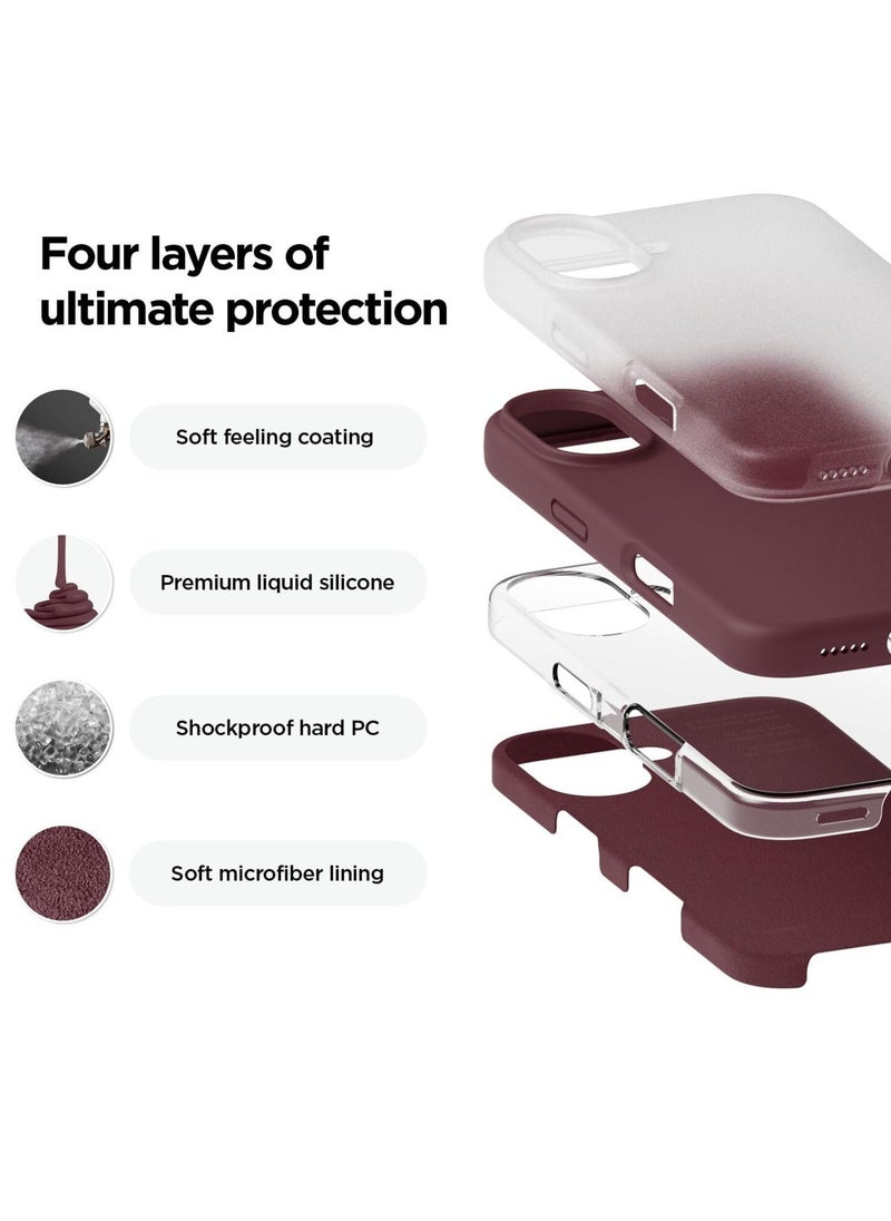 Raxoom Liquid Silicone iPhone 16 Plus Case Cover - Full Body Protection, Shockproof, Slim, Anti-Scratch, Soft Microfiber Lining (Burgundy) - Image 2