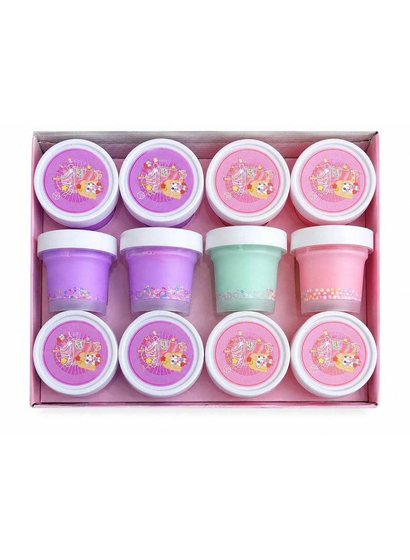STORE 7 12-Piece Creamy Foam Slime Set for Kids – Pastel Color Soft Non-Sticky Stretchy Slime in Cup Containers, Sensory Moldable Putty for Creative Play & Stress Relief - Image 1