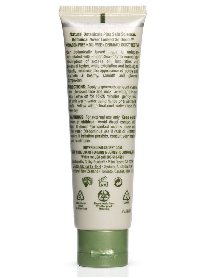 Principal Secret - Reclaim Botanical Antiaging Skincare Green Myrtle Exfoliating Face Clay Mask With Minerals Botanicals Antioxidants Peptides Women And Men 1.7Oz - Image 1