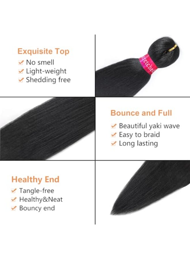 FAYETA Black Braiding Hair Extension 28 Inches Pre Stretched Braiding Hair for hair Braids2 Packs Yaki Texture Synthetic Braid Hair - Image 3