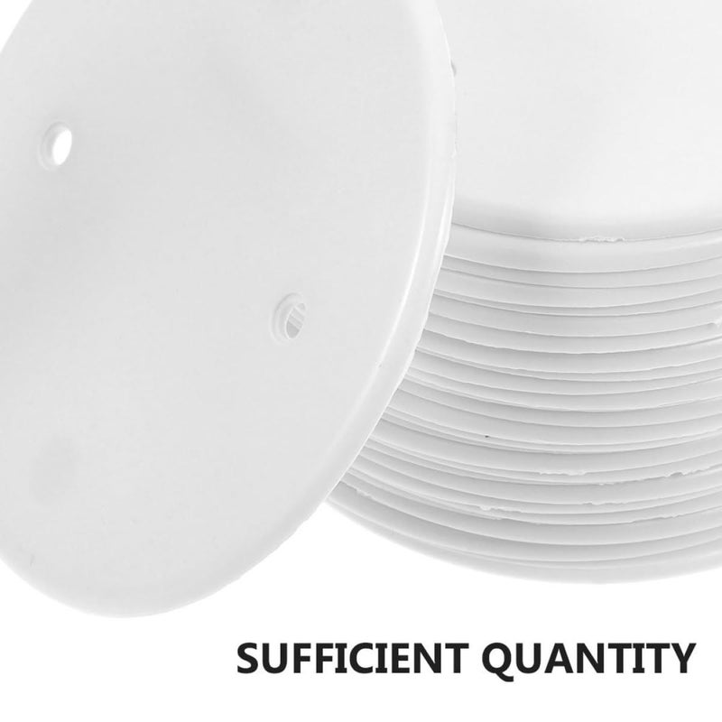 White Plastic Round Electrical Box Cover Plates Ceiling Blank Stamped Covers 20 Pack - Image 4