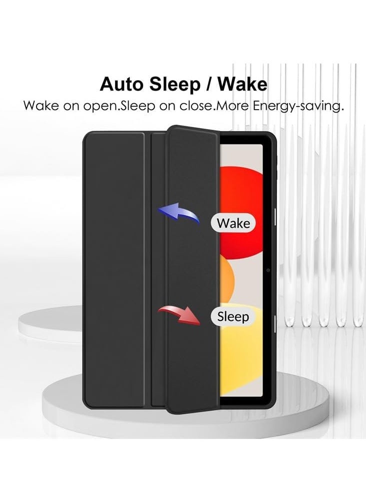 EVO Case Compatible with Xiaomi Redmi Pad SE 11", Clear Transparent Back and TPU Shockproof Frame Cover, Tri fold Slim Lightweight Shell Smart Protective Flip Cover (Black)  - Image 2