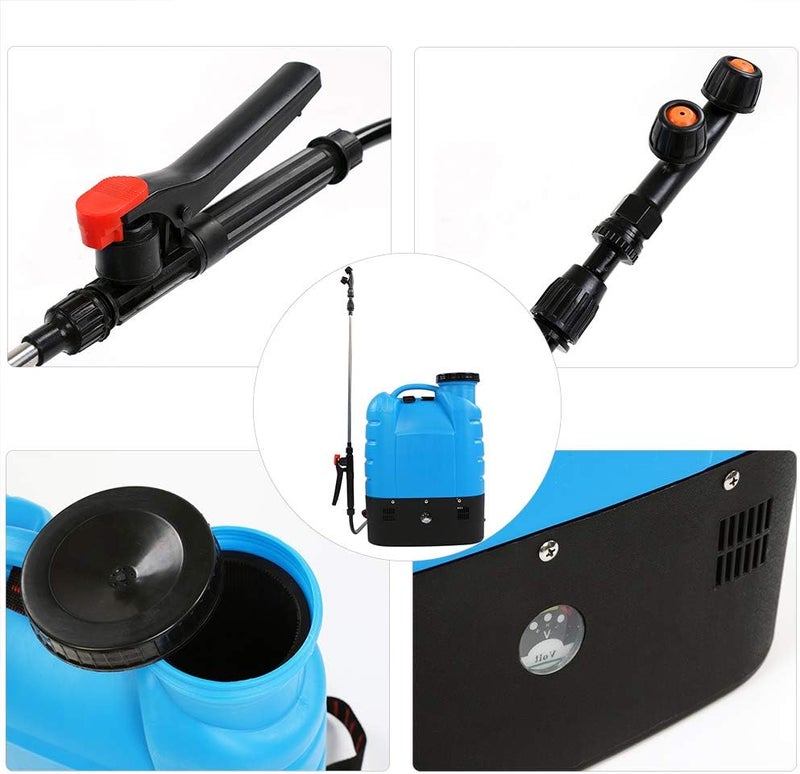 كلاراكو بخاخ ظهر، مضخة رش كهربائية سعة 4.2 جالون، بخاخ حدائق عالي الضغط يعمل بالبطارية مع فوهتين للرش في الحدائق والمروج الزراعية - Image 4