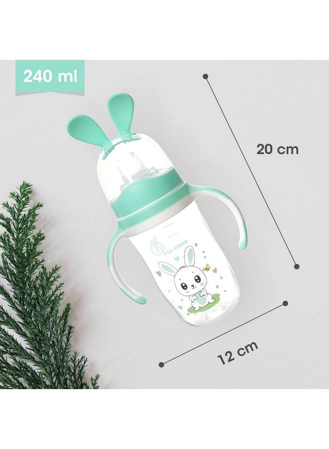 R for Rabbit Bunny Baby Spout Sippy Cup 240 Ml Bottle Soft Silicon Spout For Babypp Spout Sipper For Kidskids For Age Of 6 + Monthsgreen - Image 3