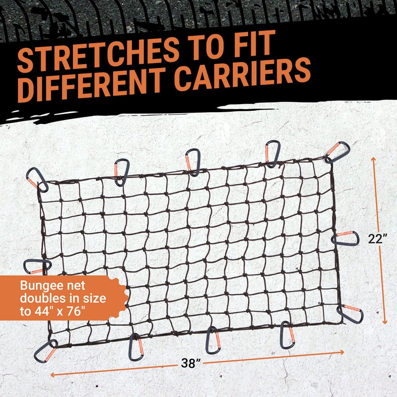 Grit Performance Cargo Net for Roof Rack - 22 x 38 Inch, Heavy-Duty, Mesh Square Bungee Netting with 12 Black Clips and Storage Bag - Holds Small and Large Loads - Image 4