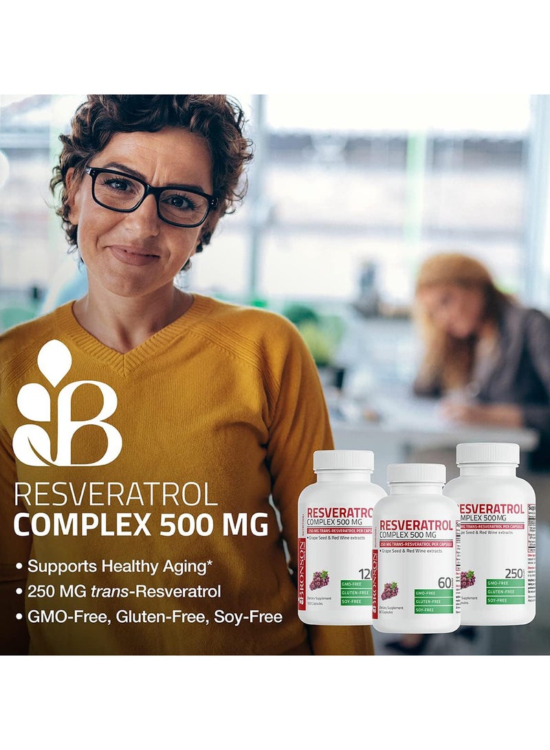 Bronson Resveratrol Complex Trans-Resveratrol Grape Seed and Red Wine Extract, 120 Capsules - Image 3